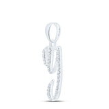 10kt White Gold Womens Round Diamond Y Initial Letter Pendant 1/10 Cttw