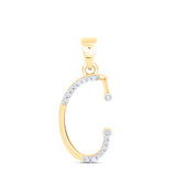 10kt Yellow Gold Womens Round Diamond C Initial Letter Pendant 1/12 Cttw