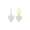 10kt Yellow Gold Womens Round Diamond Heart Dangle Earrings 5/8 Cttw