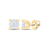 10kt Yellow Gold Womens Round Diamond Solitaire Illusion Earrings 1/20 Cttw