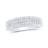 10kt White Gold Womens Round Diamond Pave Band Ring 1/2 Cttw