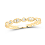 14kt Yellow Gold Womens Round Diamond Classic Stackable Band Ring 1/10 Cttw