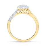10kt Yellow Gold Womens Round Diamond Cluster Ring 1/4 Cttw