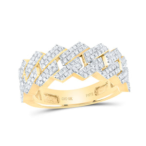 10kt Yellow Gold Mens Round Diamond Cuban Link Band Ring 3/4 Cttw