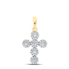 10kt Yellow Gold Womens Round Diamond Cross Pendant 1/4 Cttw