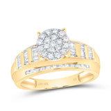 10kt Yellow Gold Round Diamond Cluster Bridal Wedding Engagement Ring 1/2 Cttw