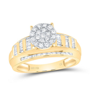 10kt Yellow Gold Round Diamond Cluster Bridal Wedding Engagement Ring 1/2 Cttw