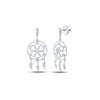 10kt White Gold Womens Round Diamond Dream Catcher Dangle Earrings 1/10 Cttw