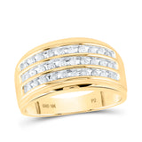 10kt Yellow Gold Mens Round Diamond Triple Row Band Ring 1/2 Cttw