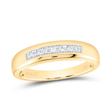 10kt Yellow Gold Womens Round Diamond Single Row Wedding Band 1/10 Cttw