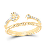 14kt Yellow Gold Womens Round Diamond Heart Stackable Band Ring 1/6 Cttw