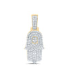 10kt Yellow Gold Mens Round Diamond Hamsa Charm Pendant 1/2 Cttw