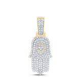 10kt Yellow Gold Mens Round Diamond Hamsa Charm Pendant 1/2 Cttw