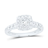 14kt White Gold Round Diamond Halo Bridal Wedding Engagement Ring 1-1/2 Cttw