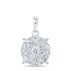 10kt White Gold Womens Round Diamond Cluster Pendant 1 Cttw