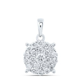 10kt White Gold Womens Round Diamond Cluster Pendant 1 Cttw