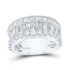 14kt White Gold Womens Baguette Diamond Anniversary Ring 3 Cttw