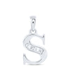 10kt White Gold Womens Round Diamond S Initial Letter Pendant 1/20 Cttw