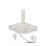 10kt Yellow Gold Mens Baguette Diamond Eye of Horus Charm Pendant 3 Cttw