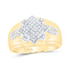 10kt Yellow Gold Mens Round Diamond Offset Square Cluster Ring 1/3 Cttw