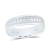 14kt White Gold Mens Round Diamond Single Row Wedding Band Ring 1/4 Cttw