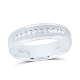 14kt White Gold Mens Round Diamond Single Row Wedding Band Ring 1/4 Cttw