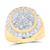 Yellow-tone Sterling Silver Mens Round Diamond Cluster Fashion Ring 1/10 Cttw