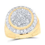 Yellow-tone Sterling Silver Mens Round Diamond Cluster Fashion Ring 1/10 Cttw