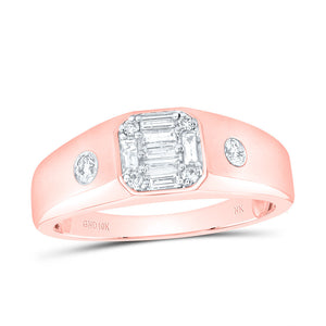 10kt Rose Gold Mens Baguette Diamond Band Ring 3/8 Cttw
