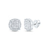 Sterling Silver Round Diamond Cluster Earrings 1/2 Cttw