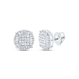 Sterling Silver Round Diamond Cluster Earrings 1/2 Cttw