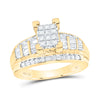 10kt Yellow Gold Princess Diamond Cluster Bridal Wedding Engagement Ring 7/8 Cttw