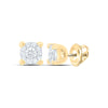 14kt Yellow Gold Womens Round Diamond Miracle Solitaire Earrings 1/20 Cttw