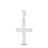 14kt White Gold Womens Round Diamond Cross Pendant 1/10 Cttw