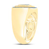 10kt Yellow Gold Mens Round Blue Color Treated Diamond Square Ring 3/4 Cttw