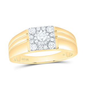10kt Yellow Gold Mens Round Diamond Solitaire Band Ring 1/2 Cttw