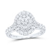 10kt White Gold Round Diamond Oval Bridal Wedding Engagement Ring 1-1/5 Cttw