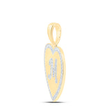 10kt Yellow Gold Womens Round Diamond Heart M Letter Pendant 1/4 Cttw
