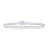 14kt White Gold Womens Round Diamond Tennis Bracelet 7 Cttw