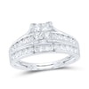 10kt White Gold Diamond Princess Bridal Wedding Ring Band Set 7/8 Cttw
