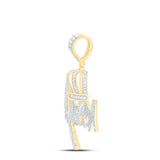 10kt Yellow Gold Mens Round Diamond Queen Crown Charm Pendant 1-5/8 Cttw