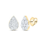 10kt Yellow Gold Womens Round Diamond Teardrop Earrings 1/5 Cttw