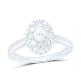 14kt White Gold Oval Diamond Halo Bridal Wedding Engagement Ring 3/4 Cttw