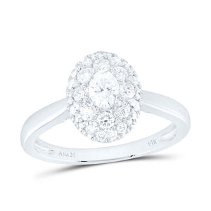 14kt White Gold Oval Diamond Halo Bridal Wedding Engagement Ring 3/4 Cttw