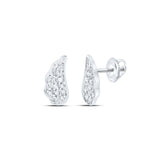 14kt White Gold Womens Round Diamond Angel Wing Stud Earrings 1/20 Cttw