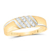 10kt Yellow Gold Mens Round Channel-set Diamond Diagonal Triple Row Wedding Band 1/8 Cttw