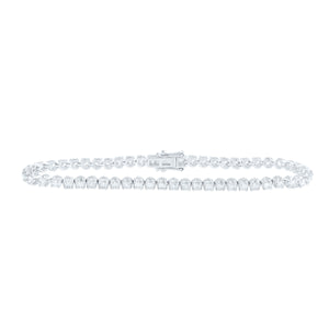 14kt White Gold Womens Round Diamond Studded Tennis Bracelet 3 Cttw