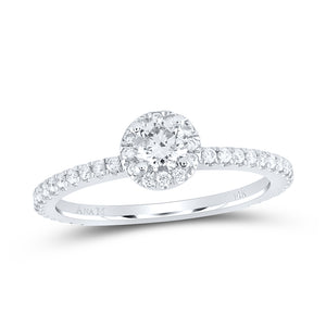 14kt White Gold Round Diamond Halo Bridal Wedding Engagement Ring 5/8 Cttw