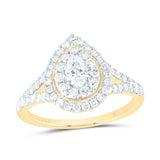 14kt Yellow Gold Pear Diamond Halo Bridal Wedding Engagement Ring 1 Cttw
