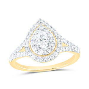 14kt Yellow Gold Pear Diamond Halo Bridal Wedding Engagement Ring 1 Cttw